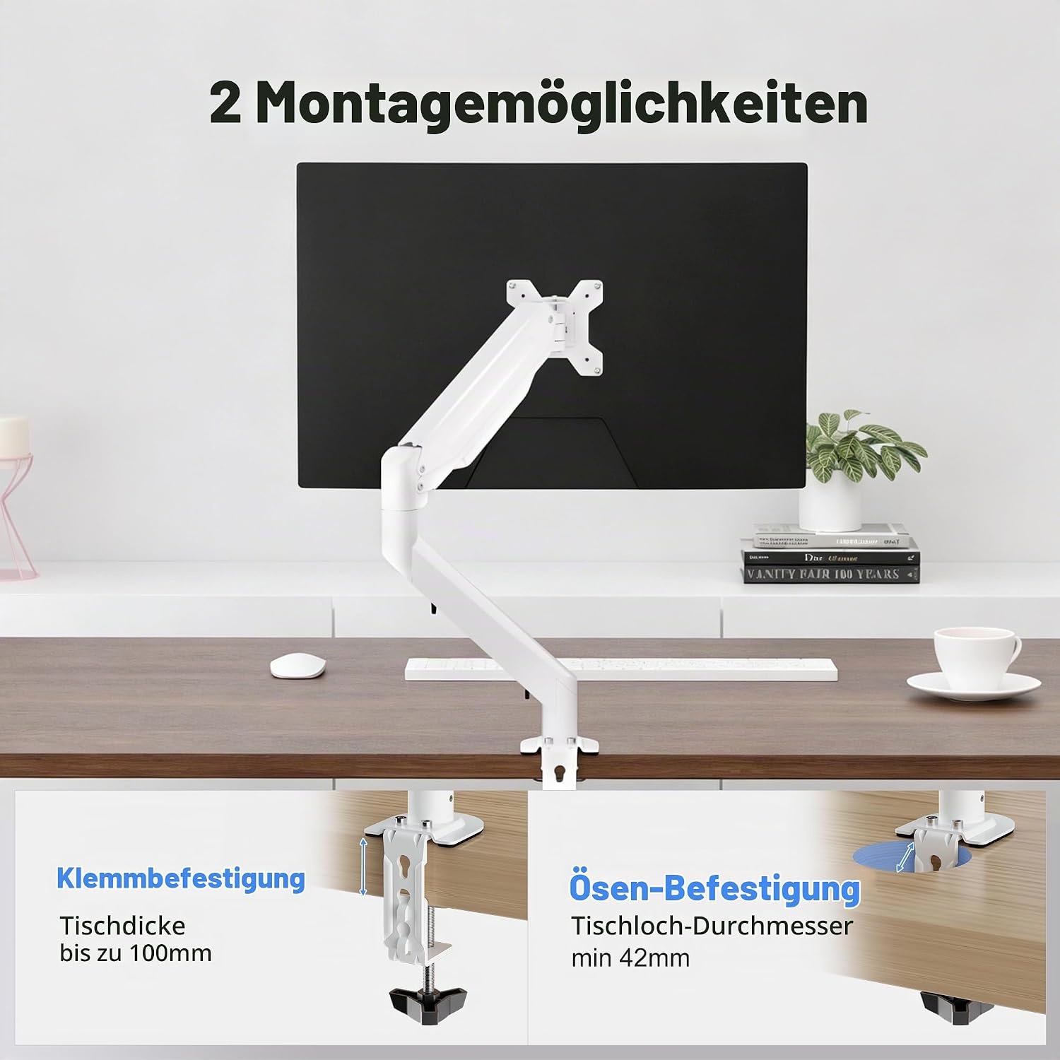 Suptek Ergonomischer Monitorarm für 17-35 Zoll Bildschirme, Weiß - 32% Rabatt