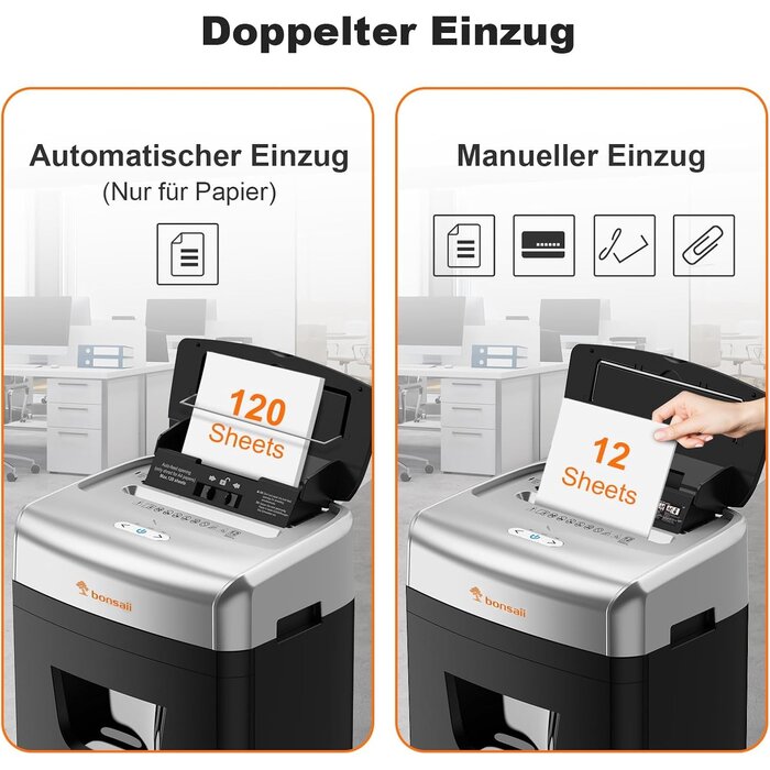Automatischer Aktenvernichter 120 Blatt, P-4, 23L - 35% Rabatt