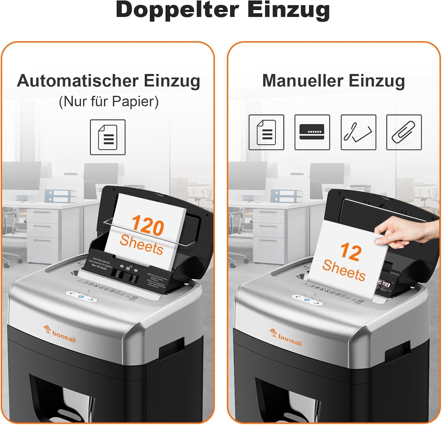 Automatischer Aktenvernichter 120 Blatt, P-4, 23L - 35% Rabatt