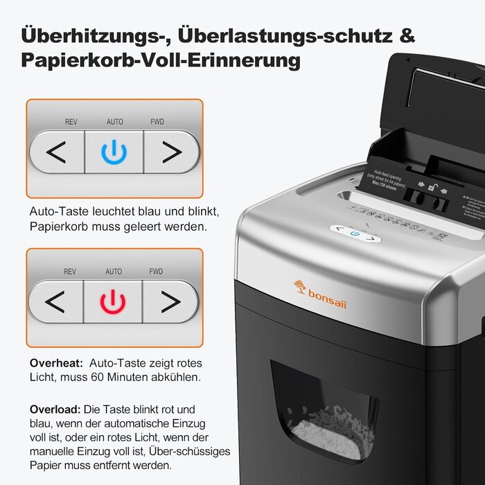 Automatischer Aktenvernichter 120 Blatt, P-4, 23L - 35% Rabatt