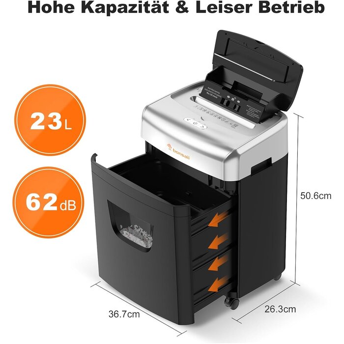 Automatischer Aktenvernichter 120 Blatt, P-4, 23L - 35% Rabatt