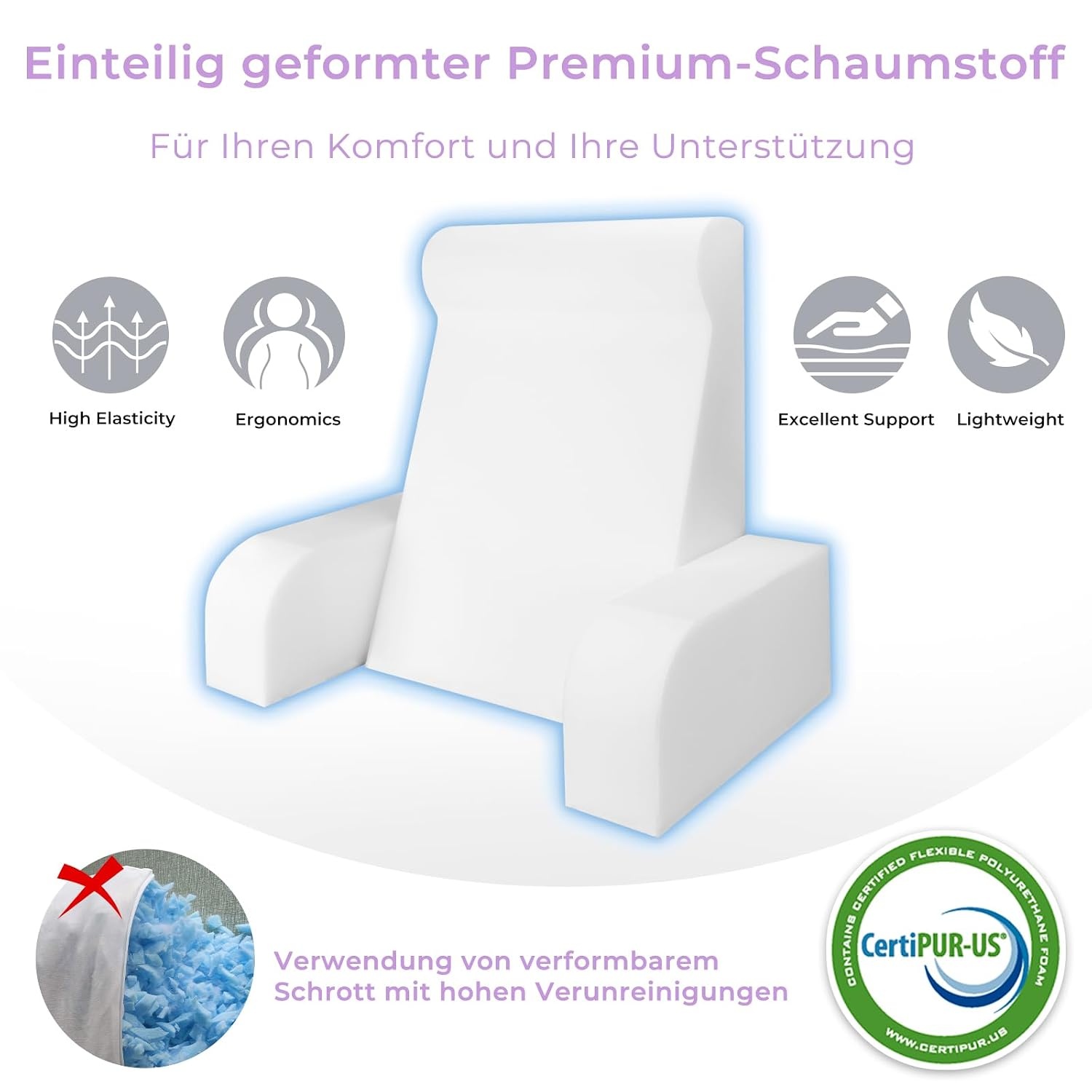 Ergonomisches Lesekissen mit Armlehnen, Grau, Größe L - 33% Rabatt