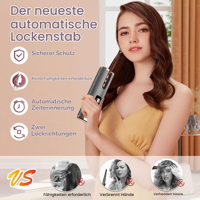 Automatischer Lockenstab tragbar, USB-aufladbar - 32% Rabatt