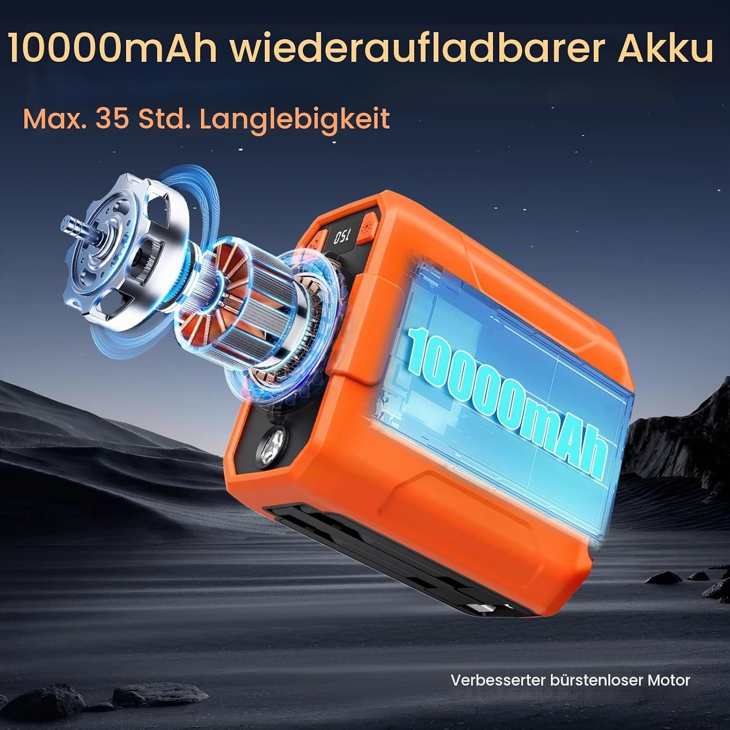 Tragbarer Taillenventilator, orange - 10.000 mAh - 34% Rabatt