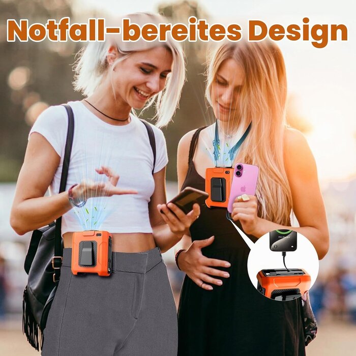 Tragbarer Taillenventilator, orange - 10.000 mAh - 34% Rabatt