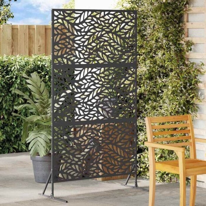 Vidaxl Sichtschutz Garten mit Blattmuster 100x50x180cm Schwarz - 35% Rabatt