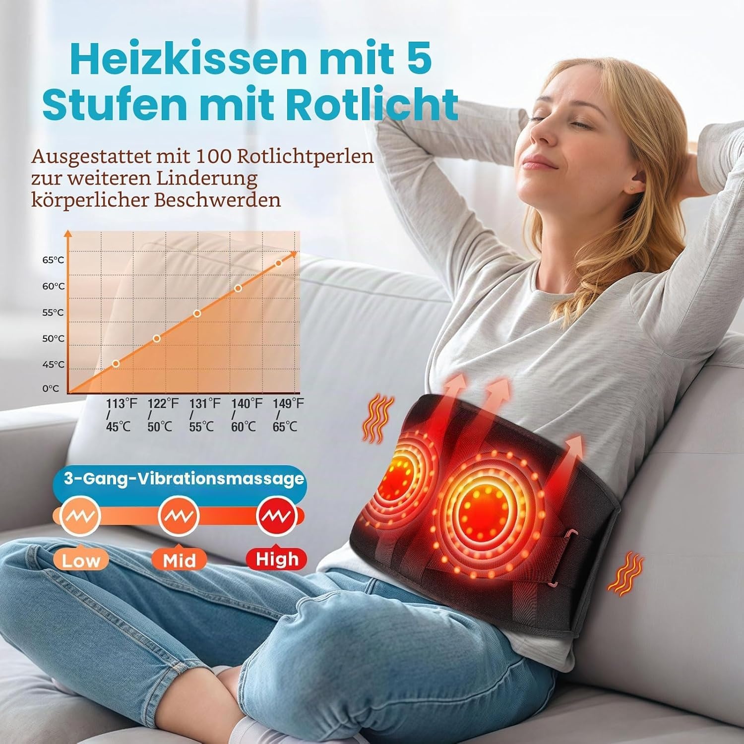 Beheiztes Lenden-Massagekissen 5000 mAh - 33% Rabatt