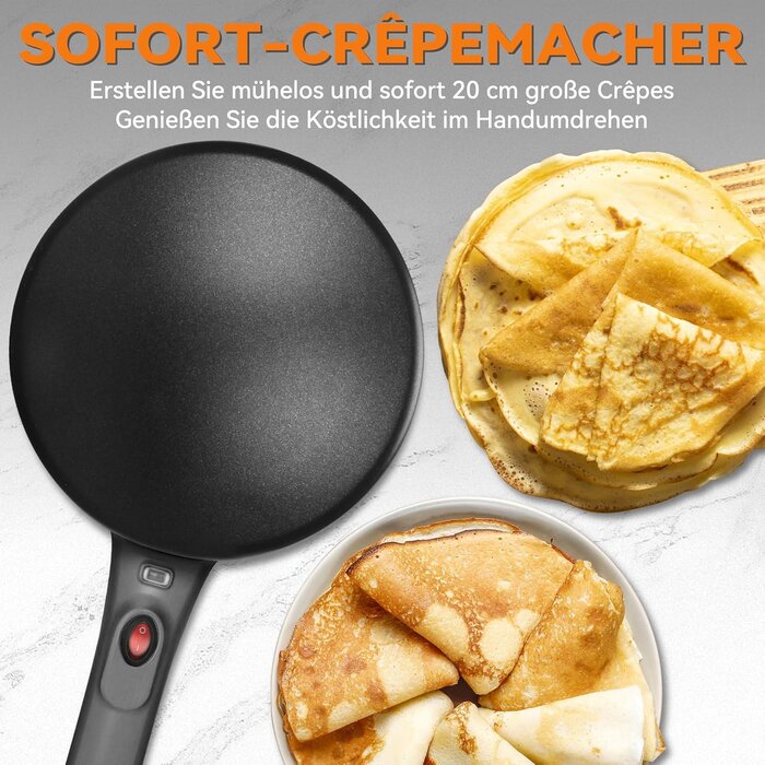Elektrischer Crêpemaker 20 cm, 800 Watt - Graphit - 33% Rabatt
