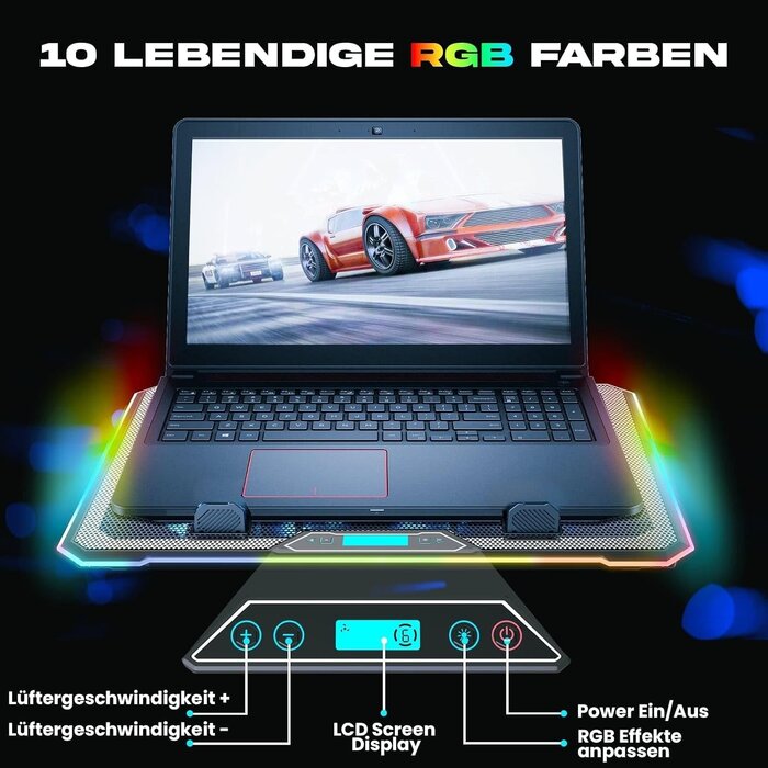 Laptop-Kühlständer bis 17 Zoll mit 14 Lüftern & RGB - 33% Rabatt