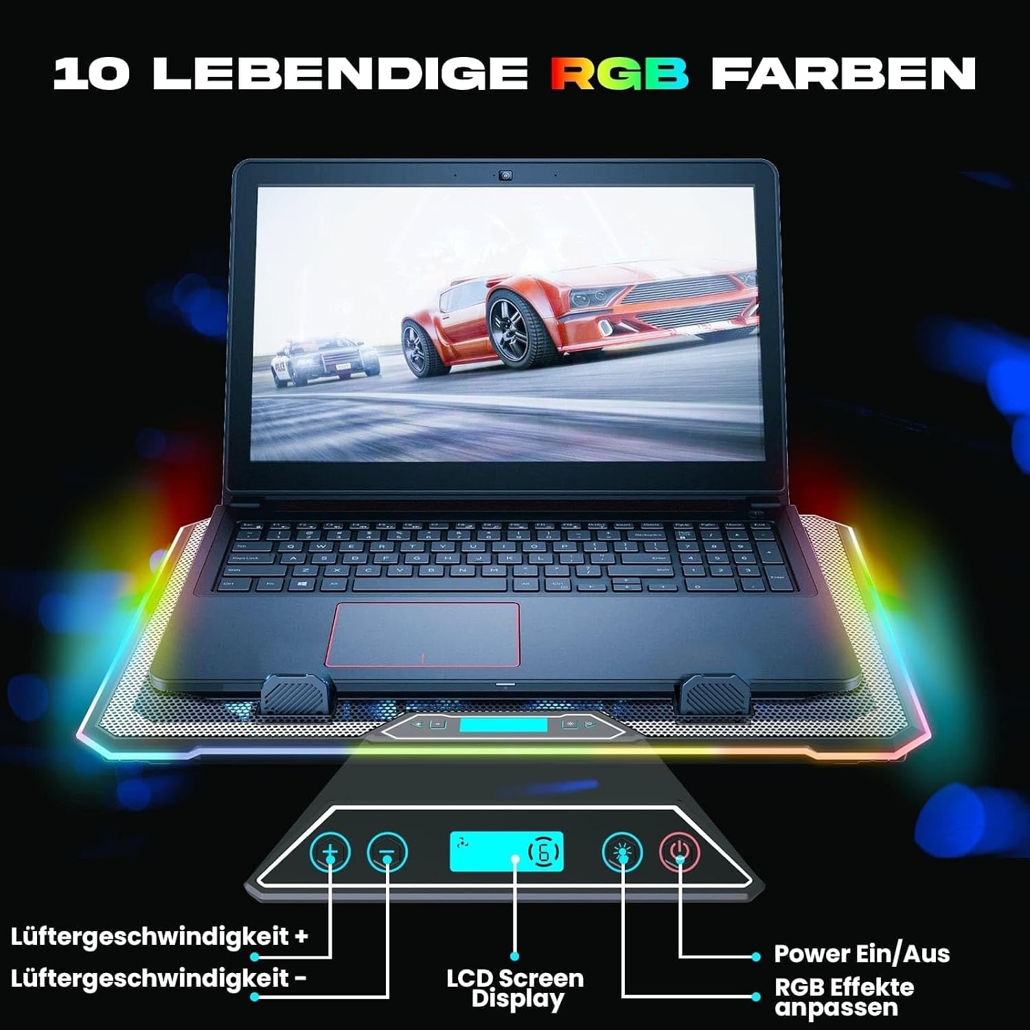 Laptop-Kühlständer bis 17 Zoll mit 14 Lüftern & RGB - 33% Rabatt