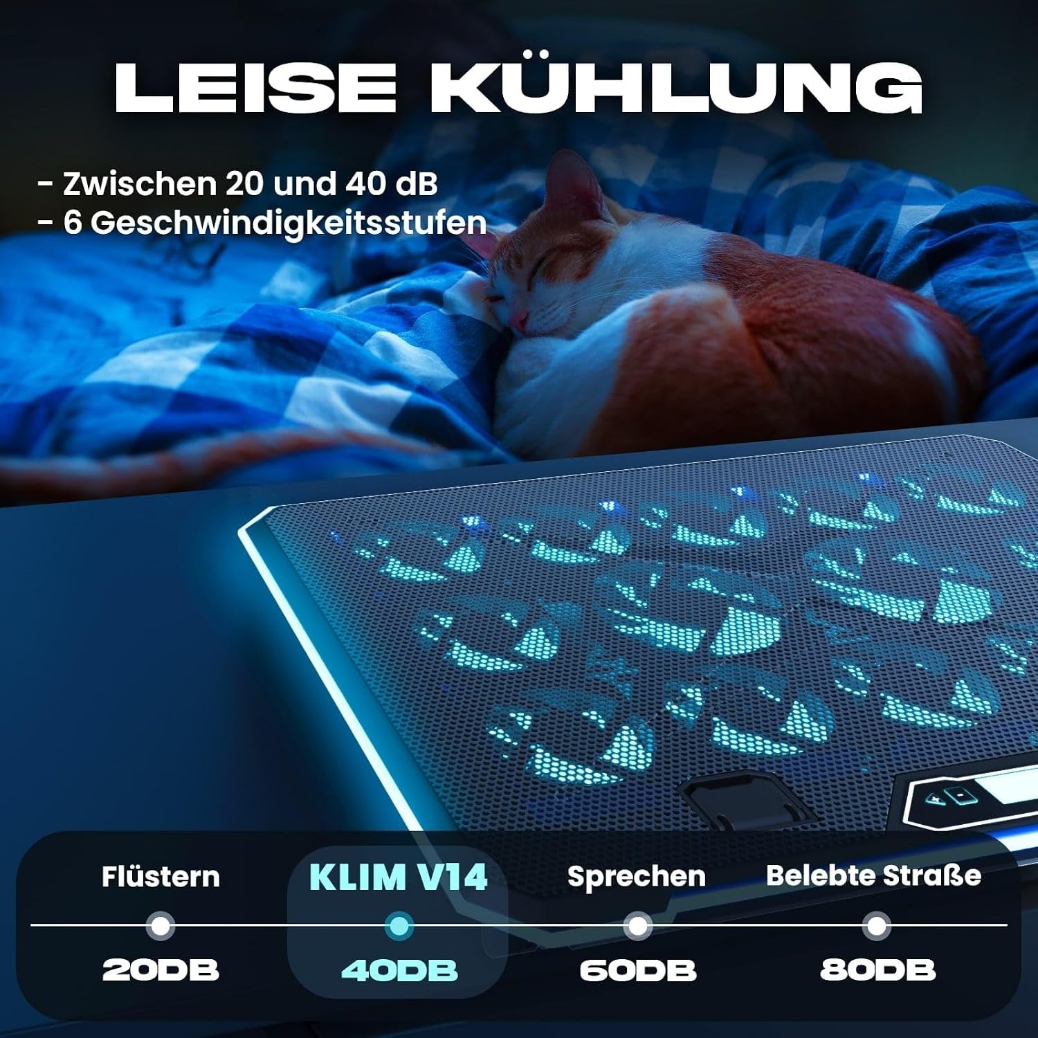 Laptop-Kühlständer bis 17 Zoll mit 14 Lüftern & RGB - 33% Rabatt