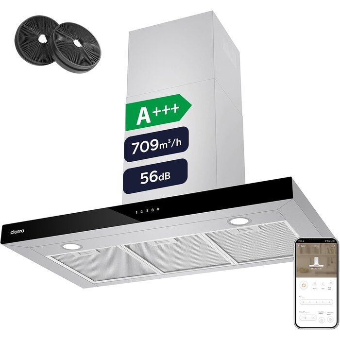 Wandabzugshaube 90 cm Edelstahl mit WLAN - 35% Rabatt