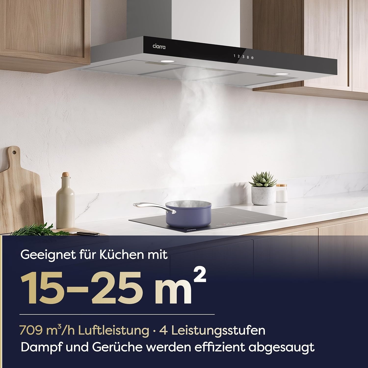 Wandabzugshaube 90 cm Edelstahl mit WLAN - 35% Rabatt