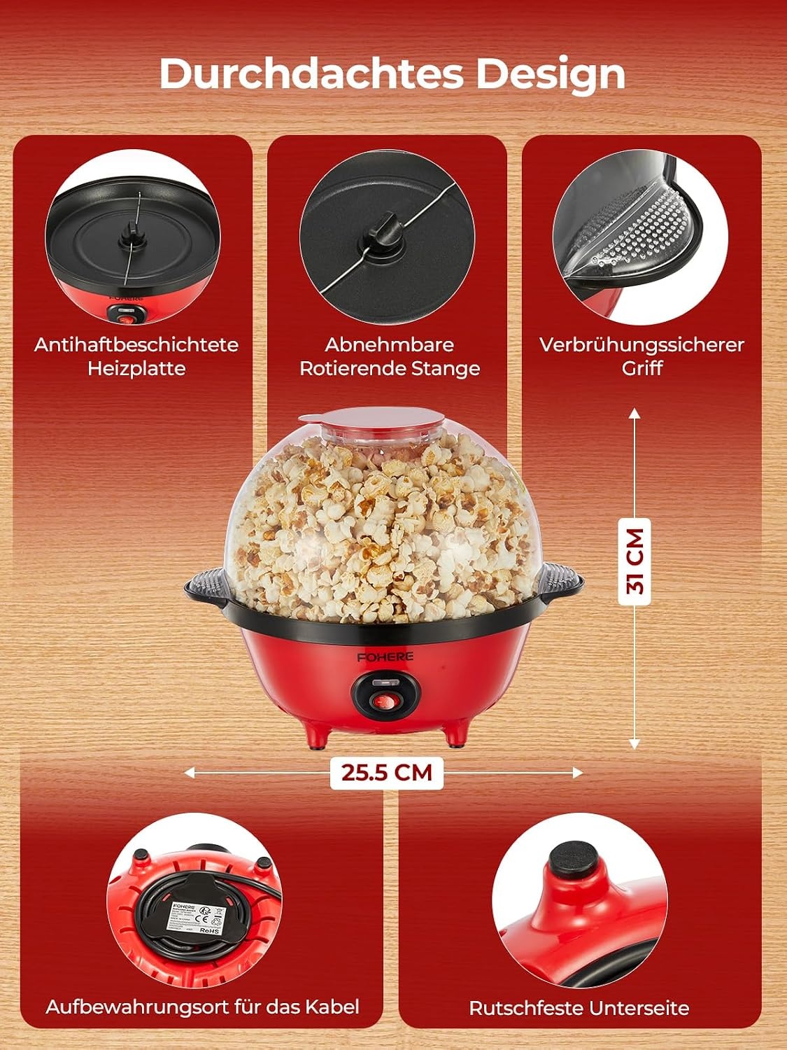Popcornmaschine 4 Liter mit Rührsystem - 33% Rabatt
