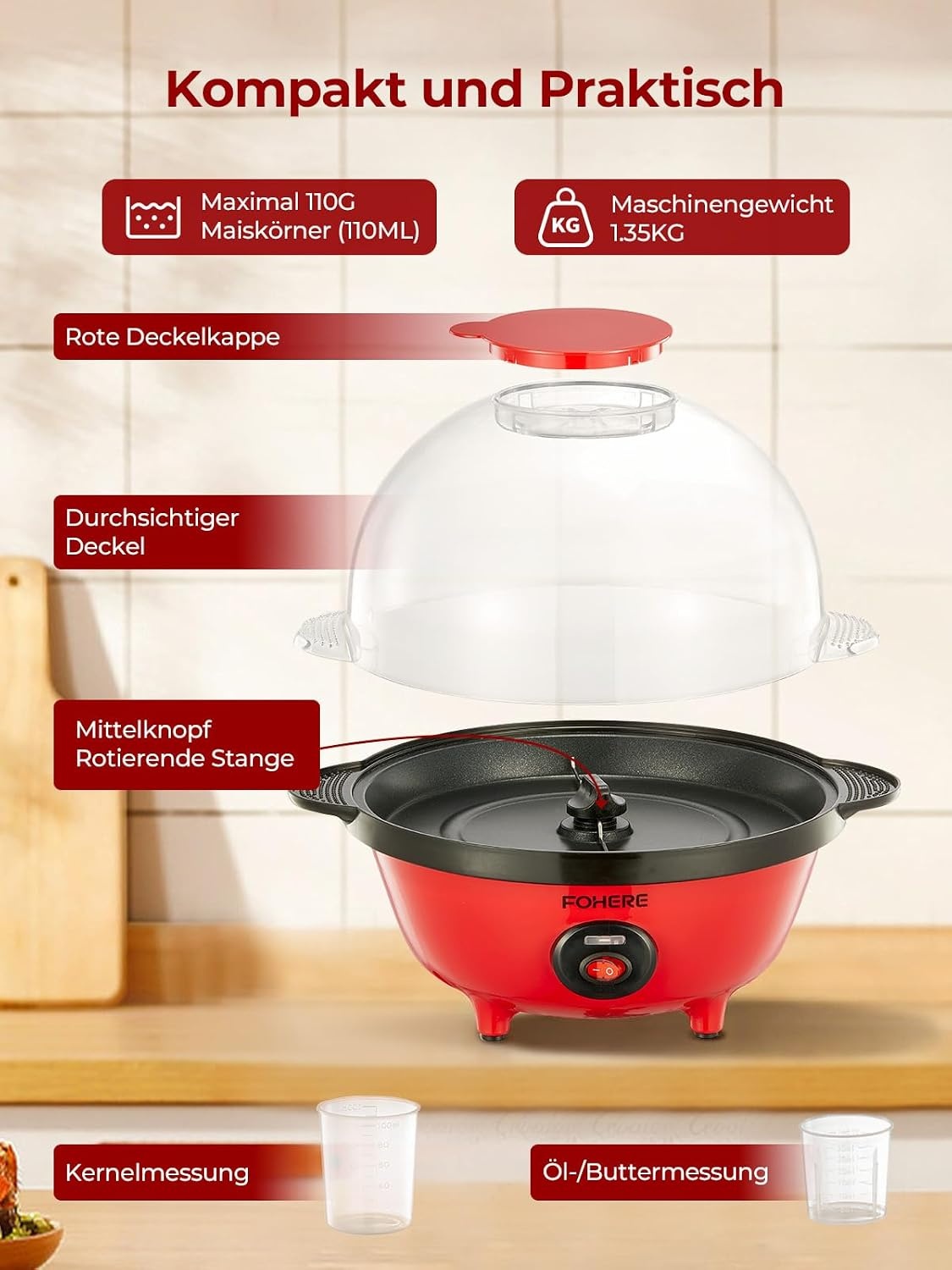 Popcornmaschine 4 Liter mit Rührsystem - 33% Rabatt