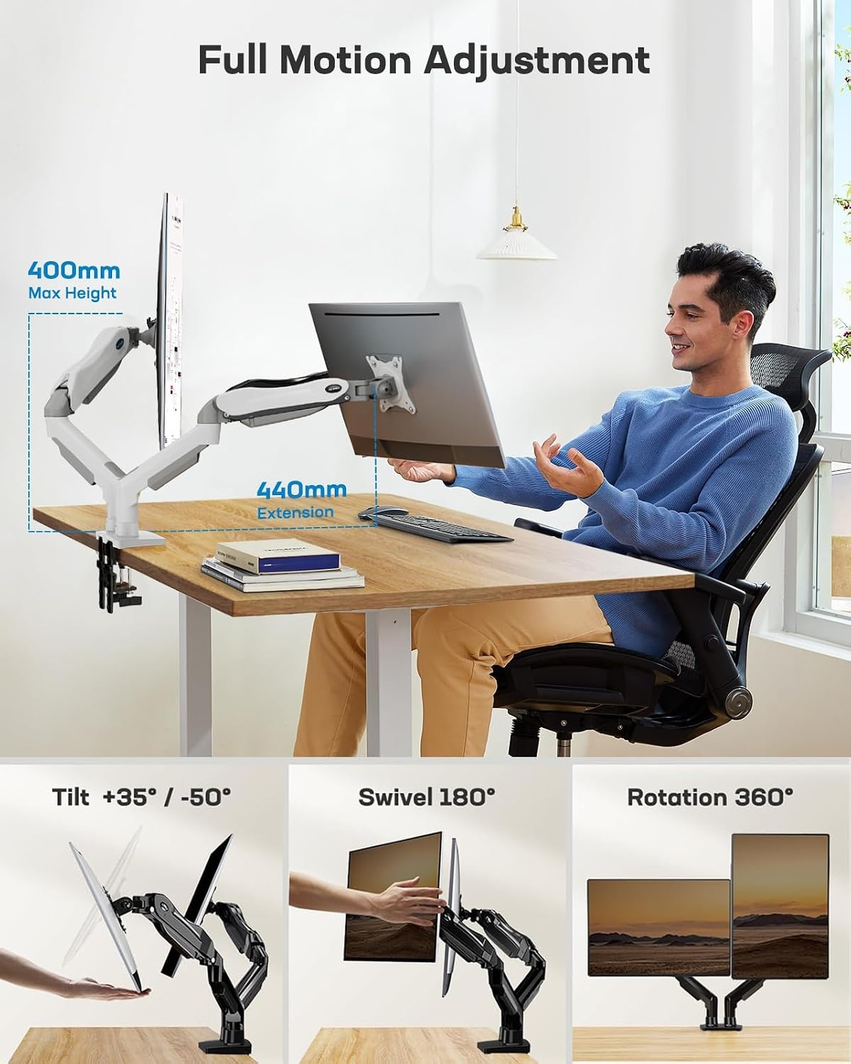 Monitorhalterung für 2 Monitore 13-32 Zoll - Weiß - 34% Rabatt