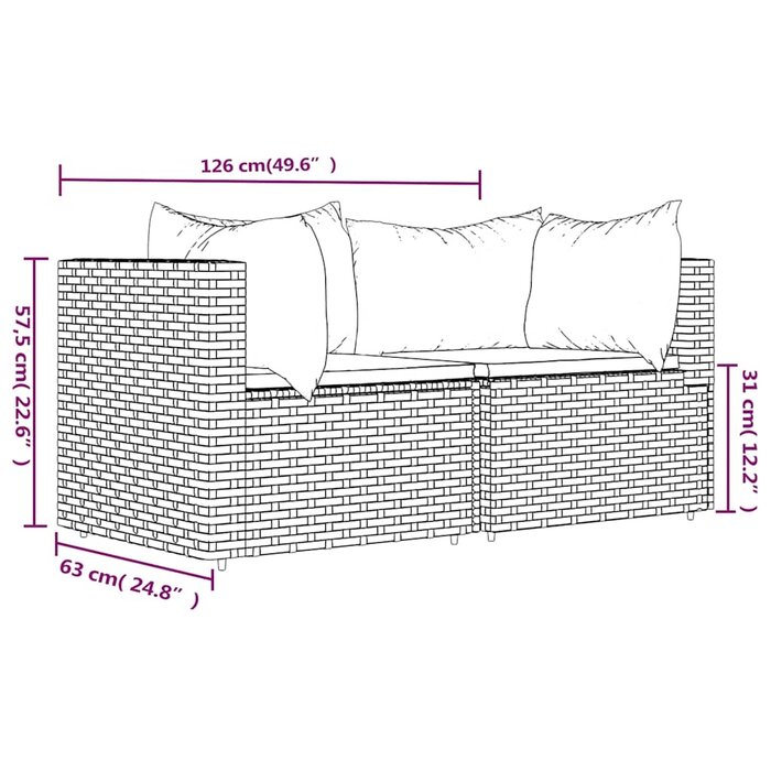 Vidaxl Garten-Ecksofa Set 2-tlg. Poly-Rattan Grau - 34% Rabatt