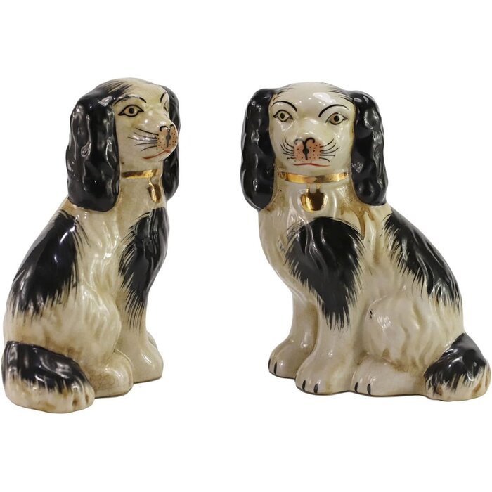 Hundefiguren Porzellan 2er-Set Schwarz - 33% Rabatt