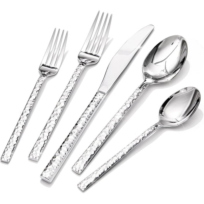 HIKAA 20-teiliges Besteckset Silber, gehämmert - 32% Rabatt