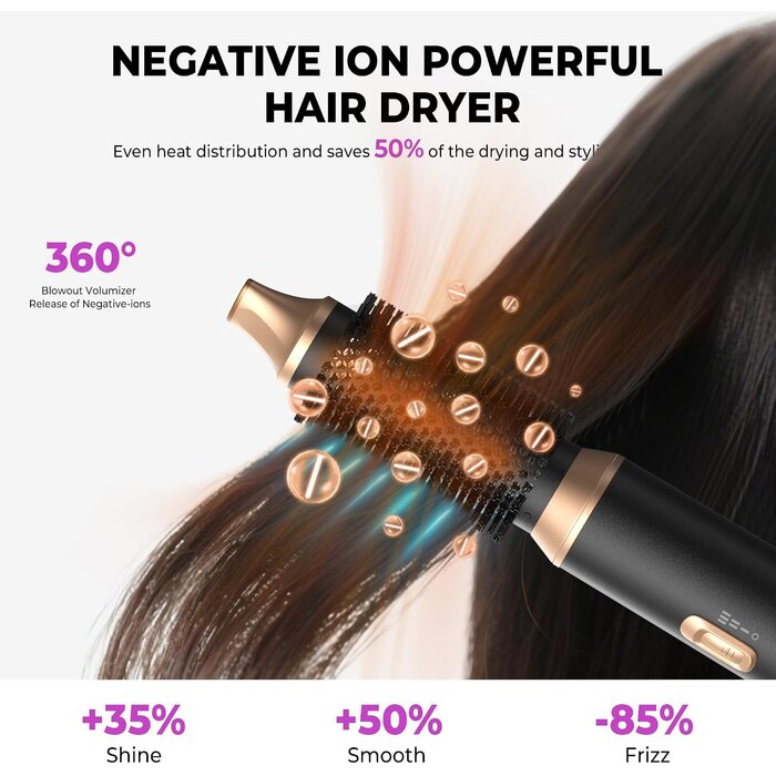 5-in-1 Airstyler Set - Warmluftbürste mit 33% Rabatt - Schwarz