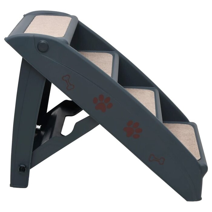 Vidaxl Hundetreppe 4 Stufen faltbar dunkelgrau - 33% Rabatt