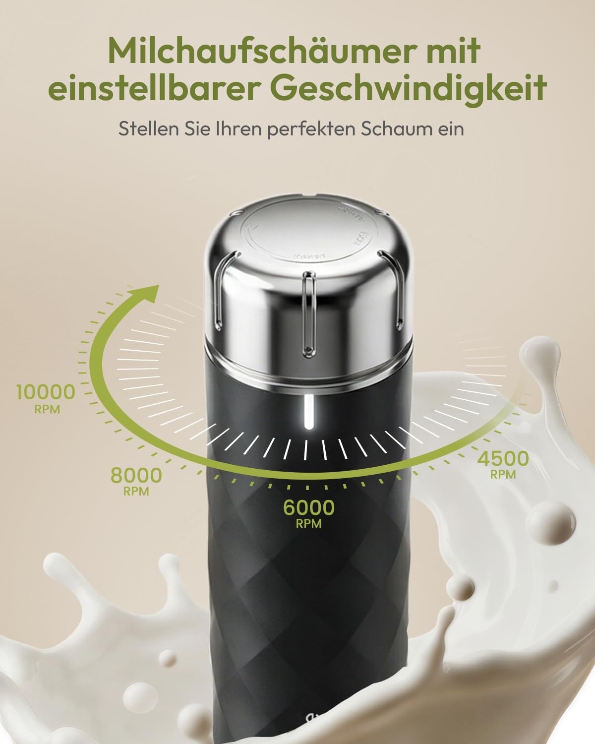 Elektrischer Milchaufschäumer, 31% Rabatt, kabellos, stufenlos regelbar, Schwarz