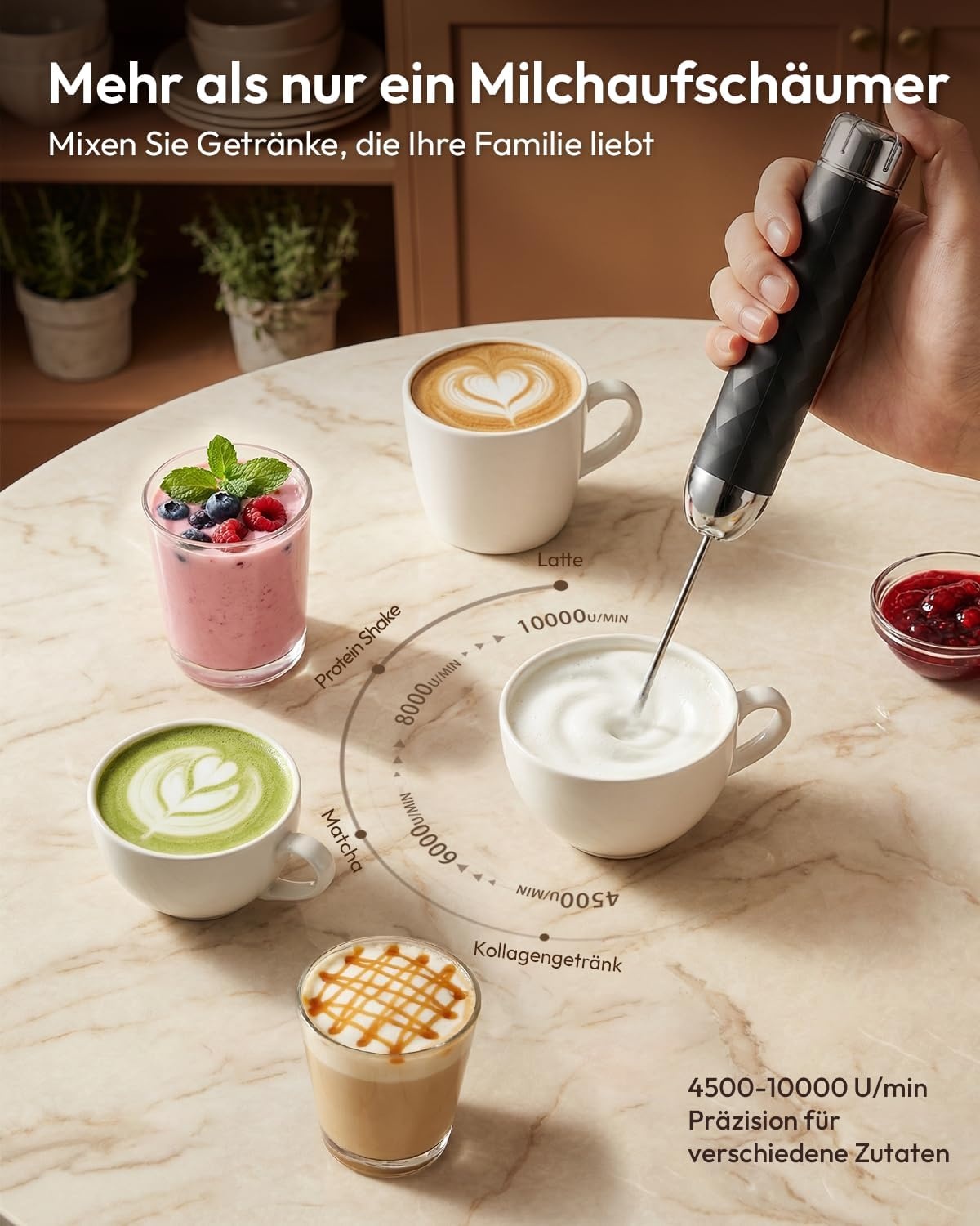 Elektrischer Milchaufschäumer, 31% Rabatt, kabellos, stufenlos regelbar, Schwarz