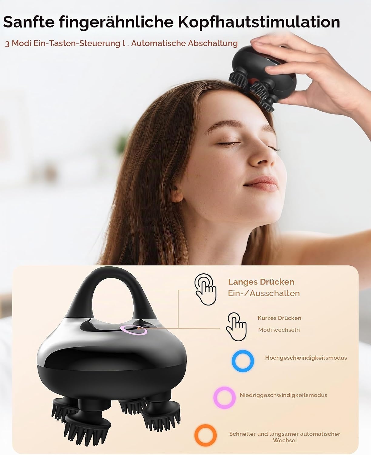 Elektrisches Kopfmassagegerät 32% Rabatt - IPX7 wasserdicht - 12 Massageköpfe