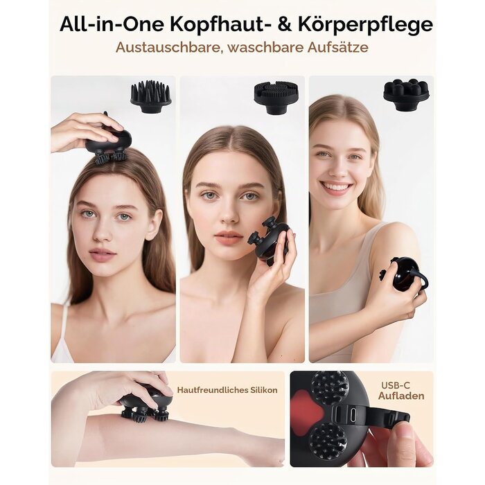 Elektrisches Kopfmassagegerät 32% Rabatt - IPX7 wasserdicht - 12 Massageköpfe