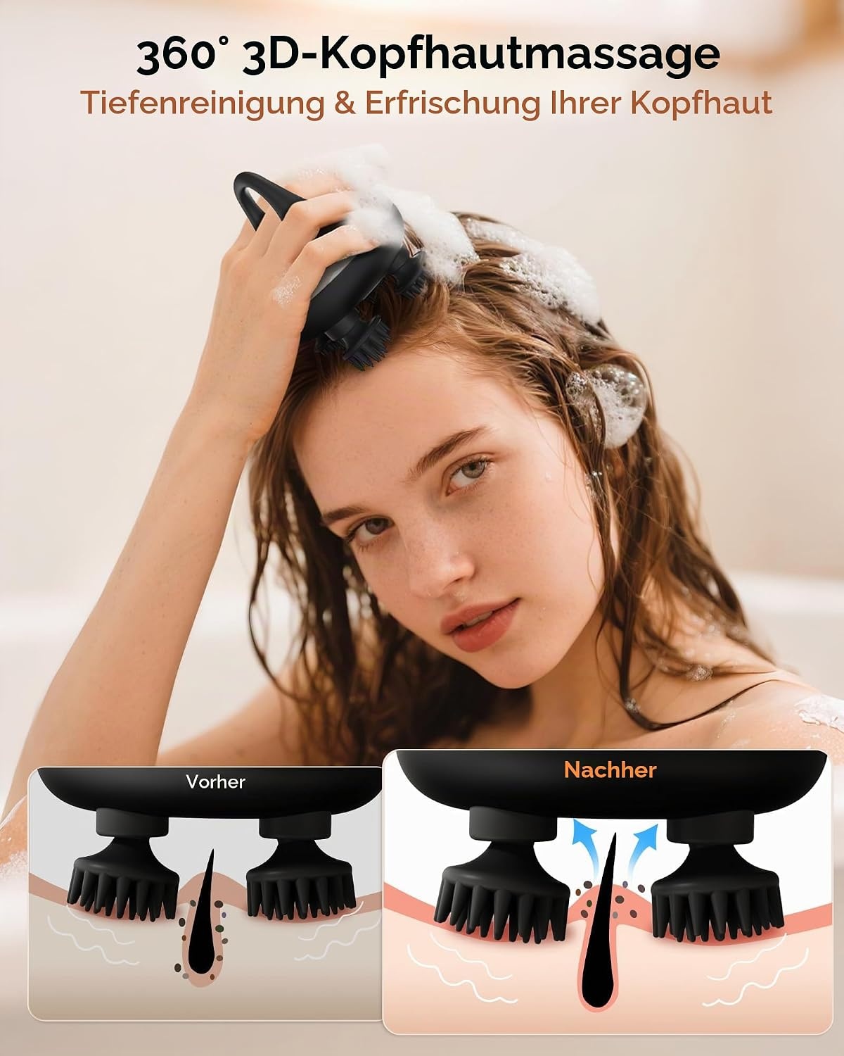 Elektrisches Kopfmassagegerät 32% Rabatt - IPX7 wasserdicht - 12 Massageköpfe