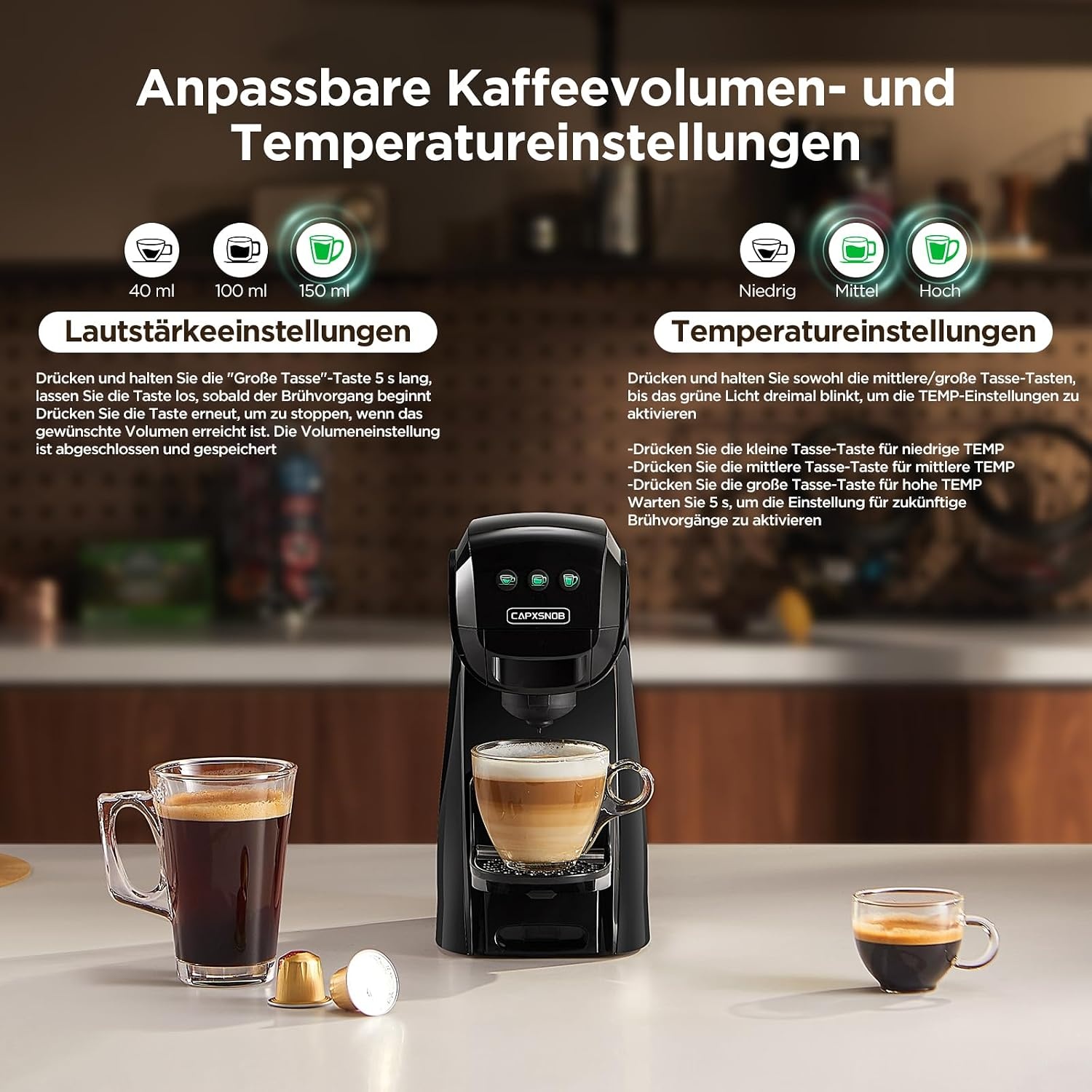 5-in-1 Kapsel-Kaffeemaschine: 20 Bar Druck - 34% Rabatt
