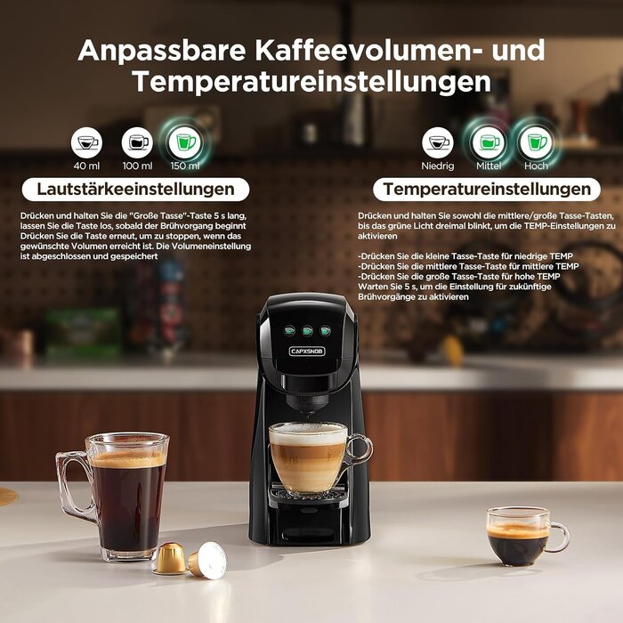 5-in-1 Kapsel-Kaffeemaschine: 20 Bar Druck - 34% Rabatt