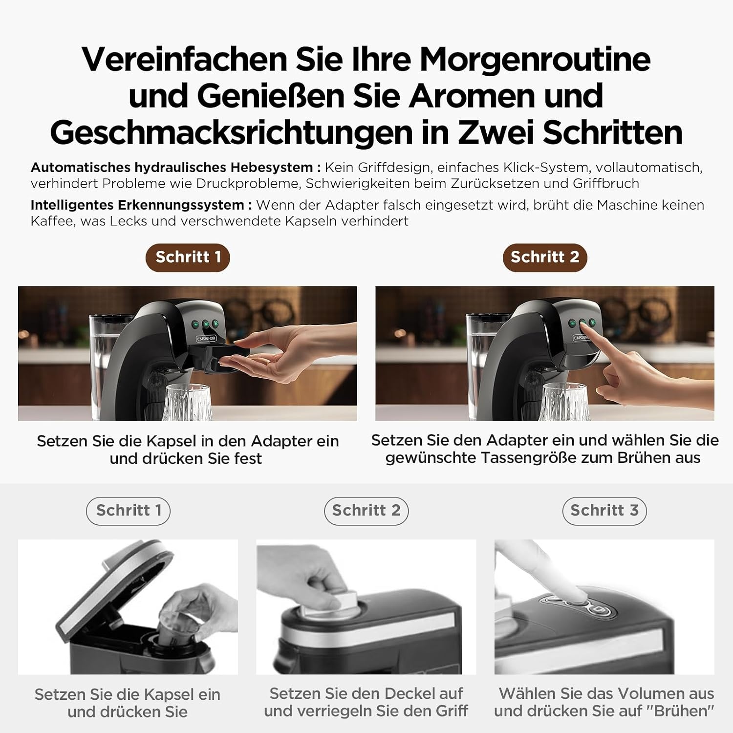 5-in-1 Kapsel-Kaffeemaschine: 20 Bar Druck - 34% Rabatt