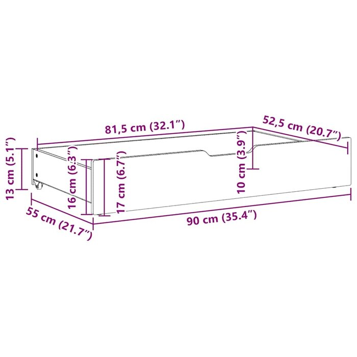 Vidaxl 2er-Set Bettkasten aus Kiefernholz, 90x55x16 cm - 35% Rabatt