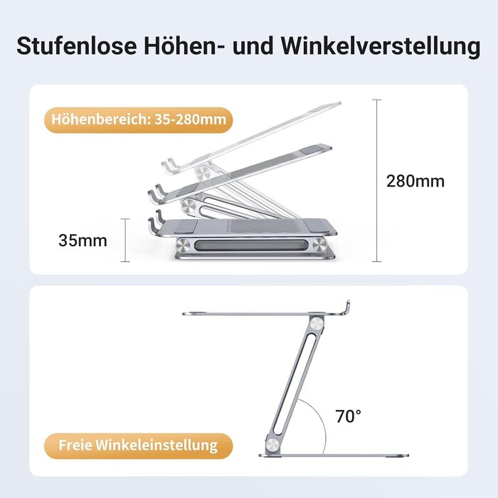 Ergonomischer Laptopständer bis 17,3 Zoll - 32% Rabatt auf Silber Modell