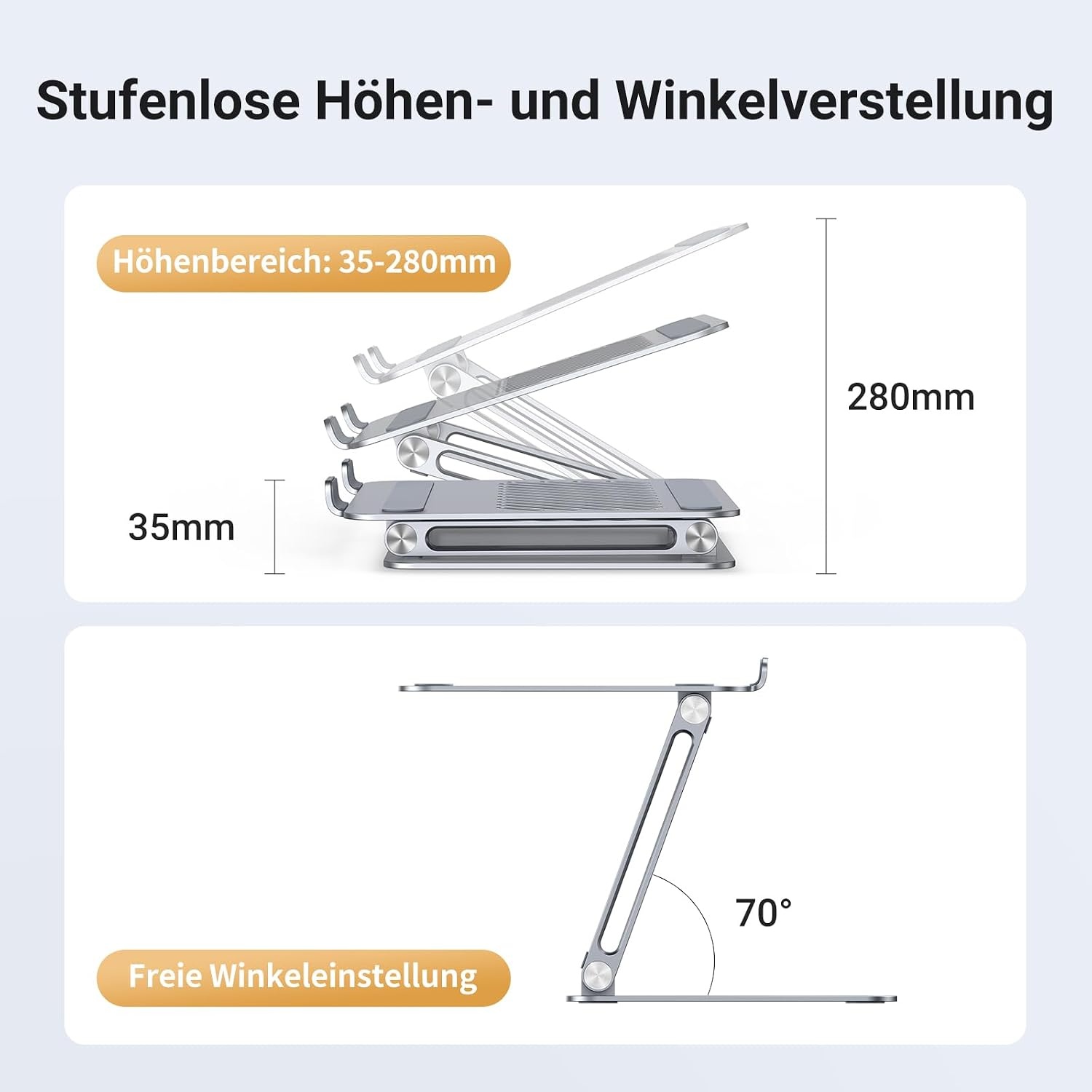Ergonomischer Laptopständer bis 17,3 Zoll - 32% Rabatt auf Silber Modell