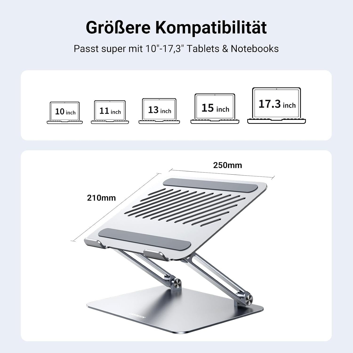 Ergonomischer Laptopständer bis 17,3 Zoll - 32% Rabatt auf Silber Modell