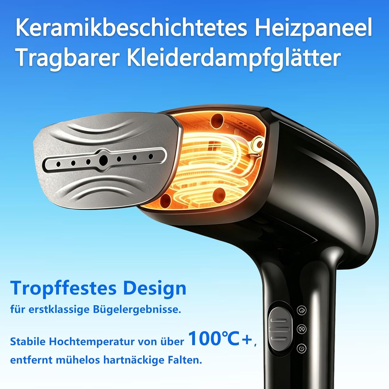 Handdampfglätter 1800W, Schwarz - 33% Rabatt