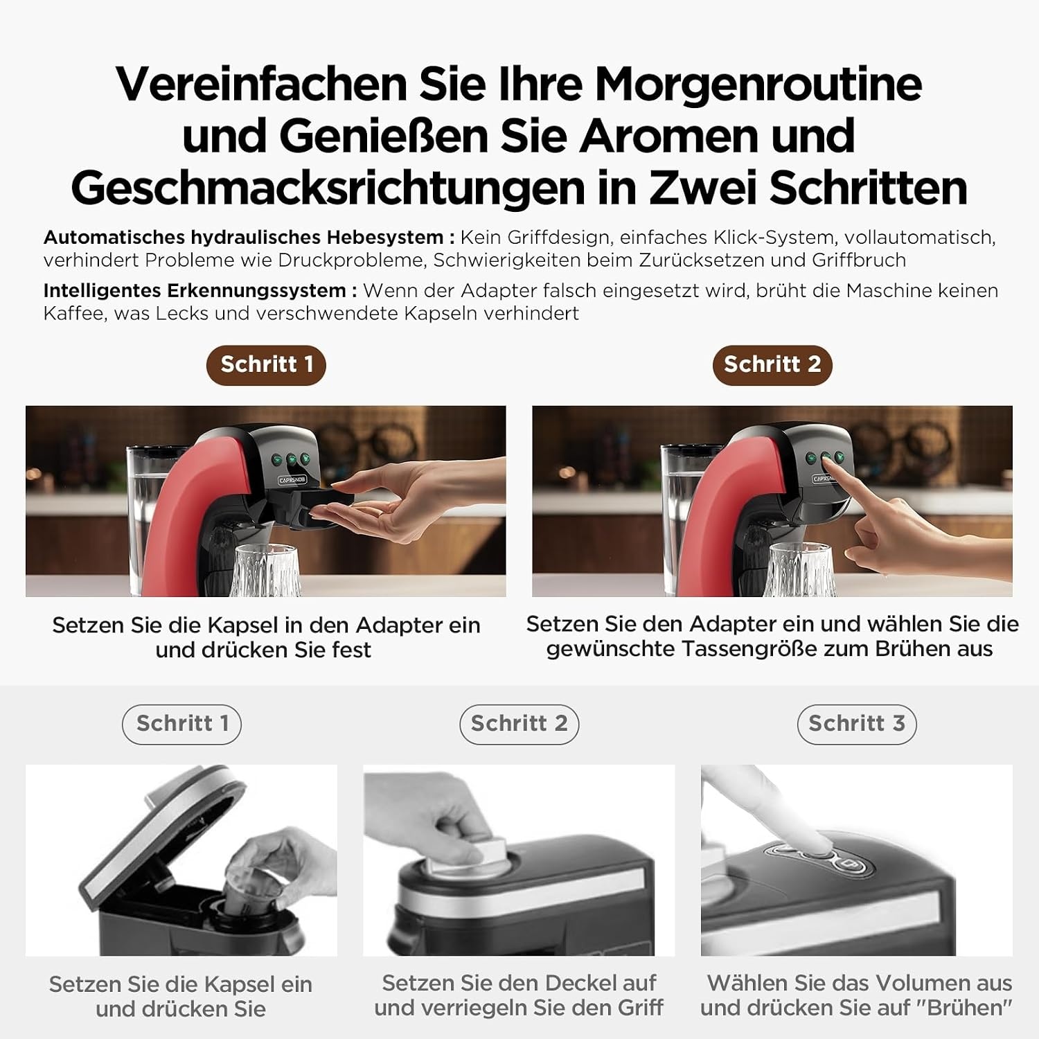 5-in-1 Multi-Kapsel-Kaffeemaschine, 20 Bar, Rot - 35% Rabatt