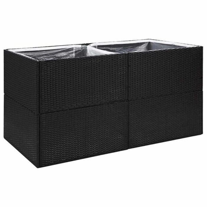Vidaxl Großer Polyrattan Pflanzkübel 157x80x80 cm Schwarz - 35% Rabatt