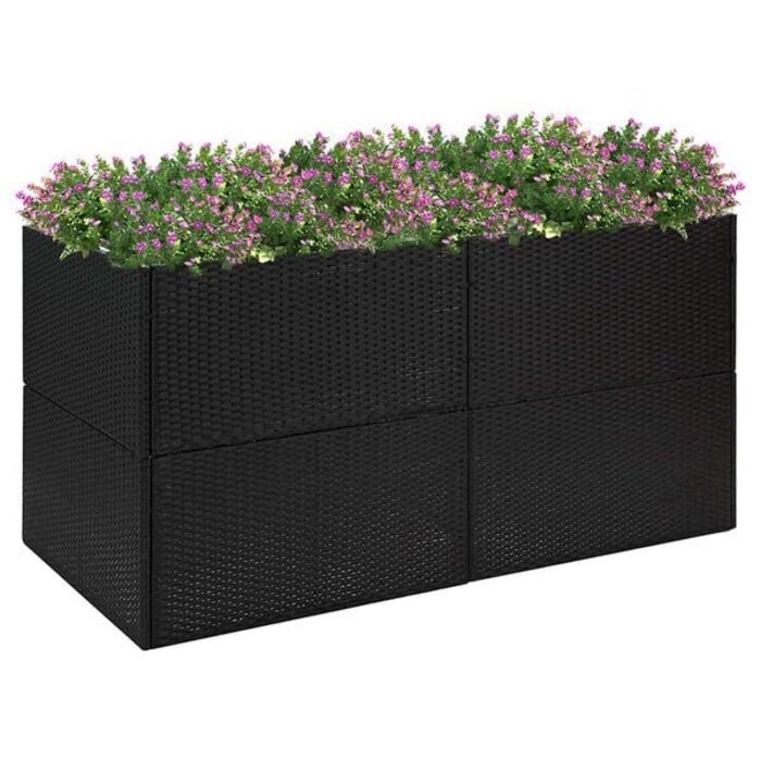 Vidaxl Großer Polyrattan Pflanzkübel 157x80x80 cm Schwarz - 35% Rabatt