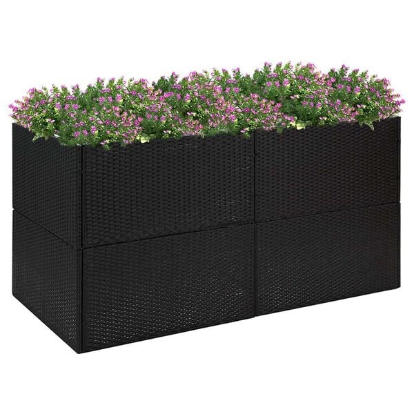 Vidaxl Großer Polyrattan Pflanzkübel 157x80x80 cm Schwarz - 35% Rabatt