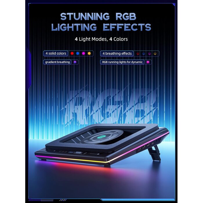 Gaming Laptop-Kühler 15-19 Zoll mit RGB & USB-Hub - 30% Rabatt