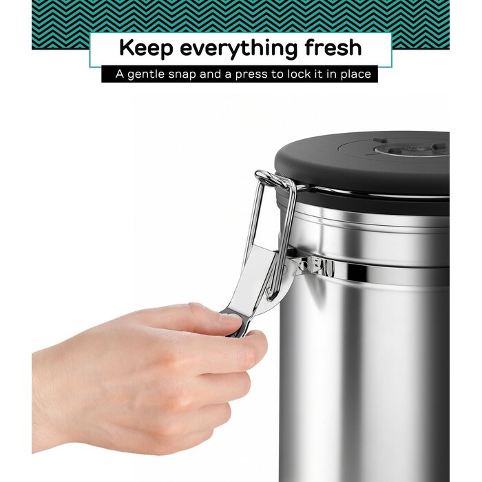 Edelstahl Kaffeedose 0,9 L mit CO2-Ventil & Datum - 31% Rabatt