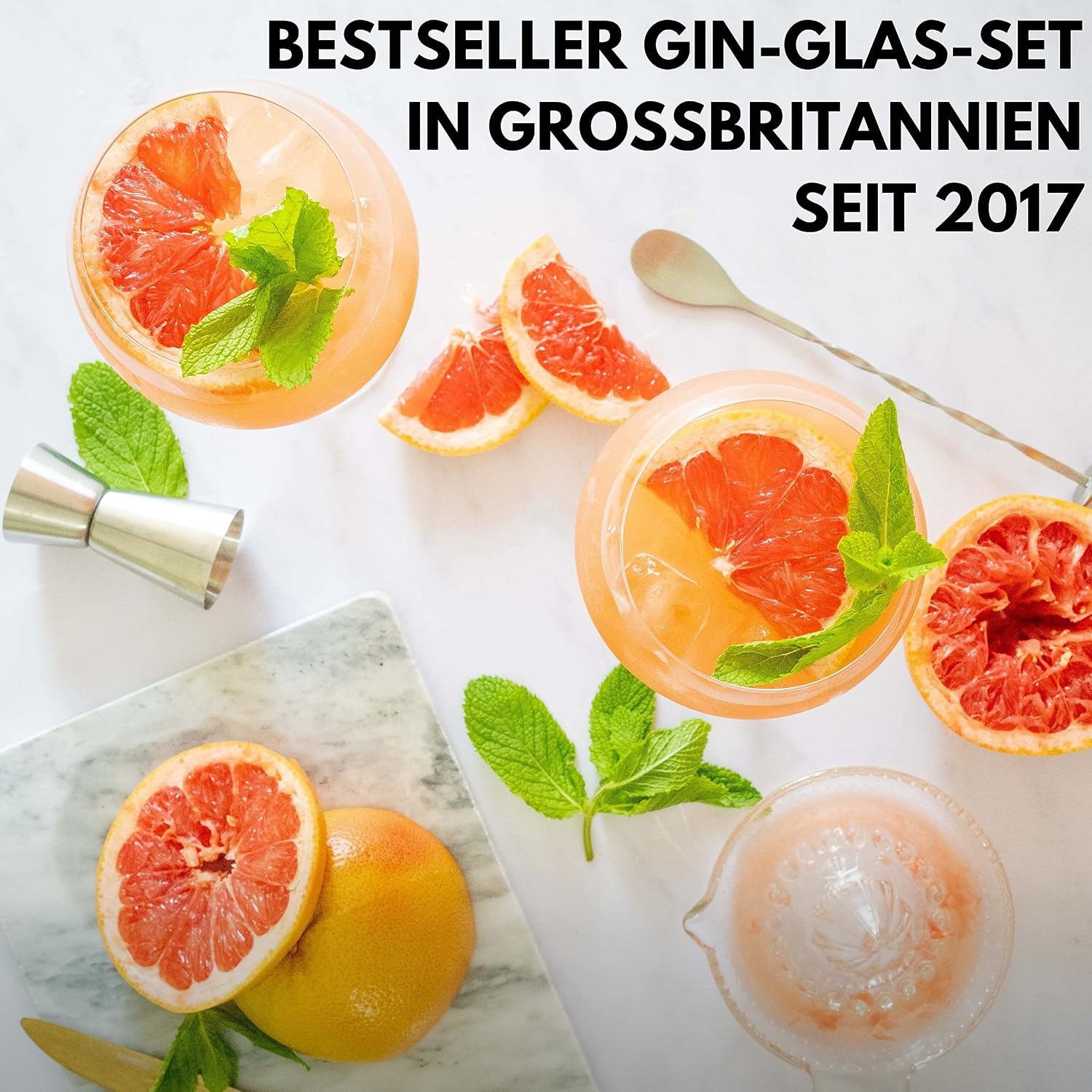Gin Tonic Gläserset 550ml mit Barzubehör - 31% Rabatt - Ausgepackt