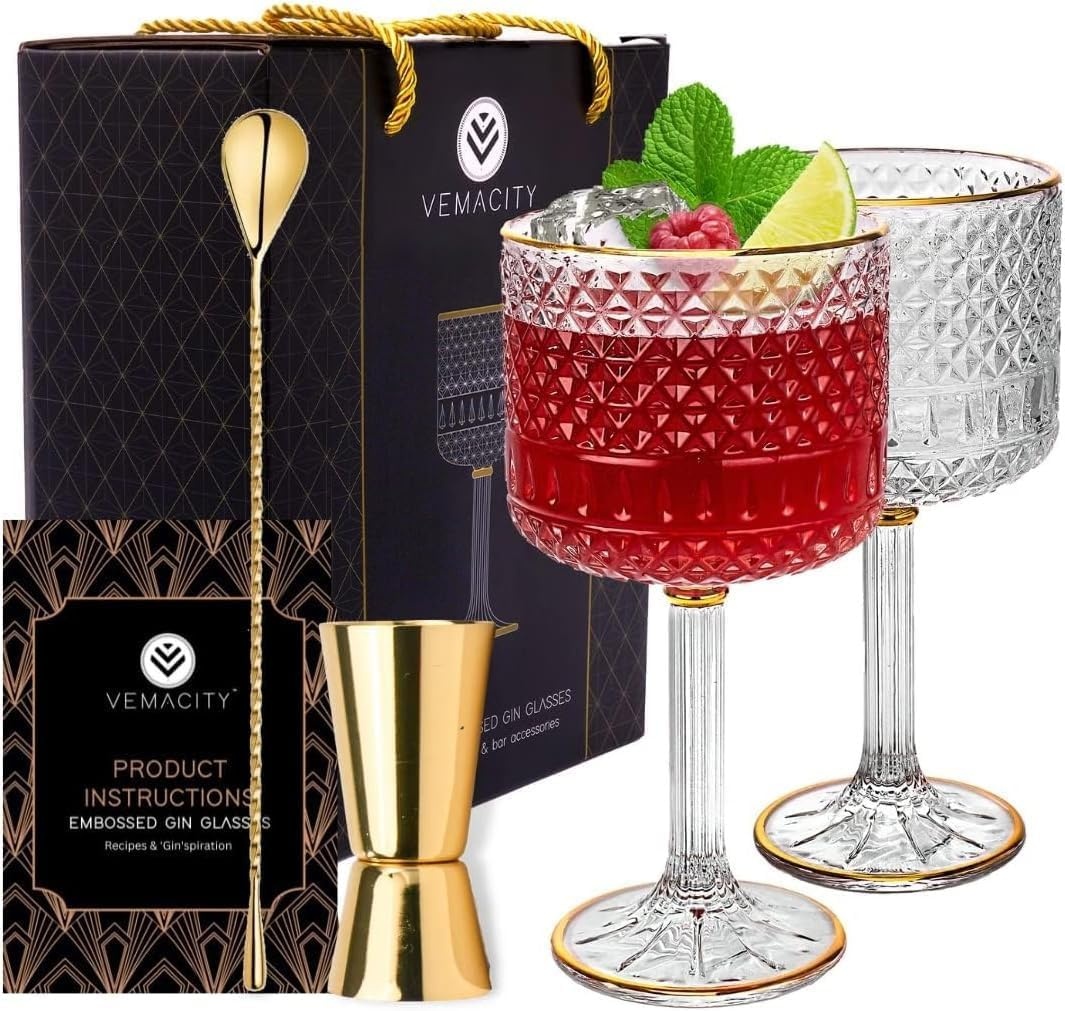 Gin Tonic Gläserset 550ml mit Barzubehör - 31% Rabatt - Ausgepackt