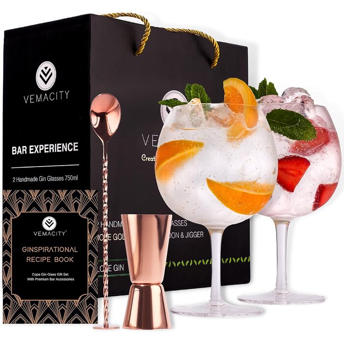 Gin Tonic Gläserset 550ml mit Barzubehör - 31% Rabatt - Ausgepackt