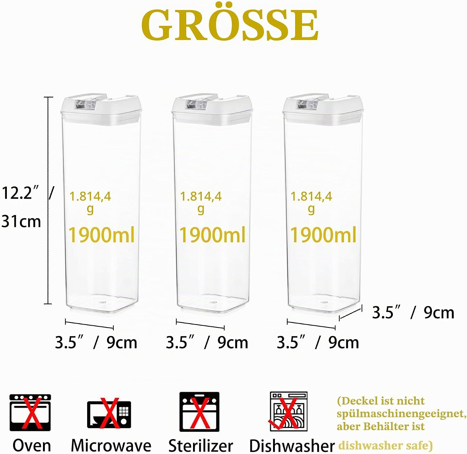 3er Set Vorratsbehälter 1,6L - 32% Rabatt - Luftdicht & Stapelbar