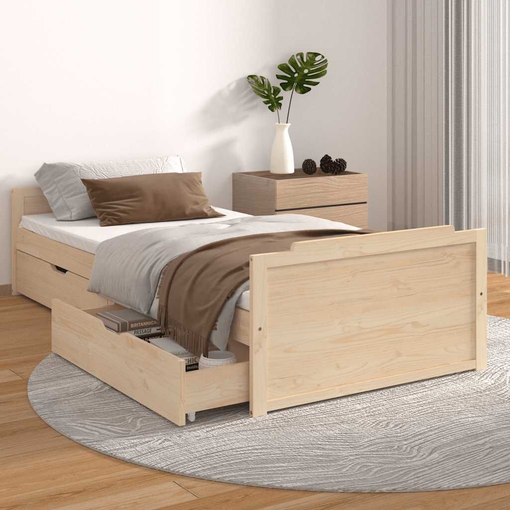 Vidaxl Bettgestell Massivholz 90x200 cm mit Schubladen - 35% Rabatt