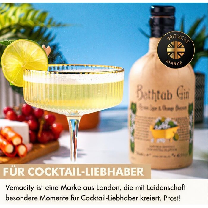 4er Set Espresso Martini Gläser, gerippt mit Gold-Zubehör, 33% Rabatt